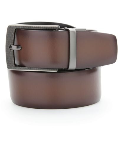 Perry Ellis Cabernet Leather Reversible Belt - Gray