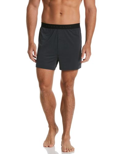 Perry Ellis 3 Pack Ebony Solid Luxe Boxer Short - Blue