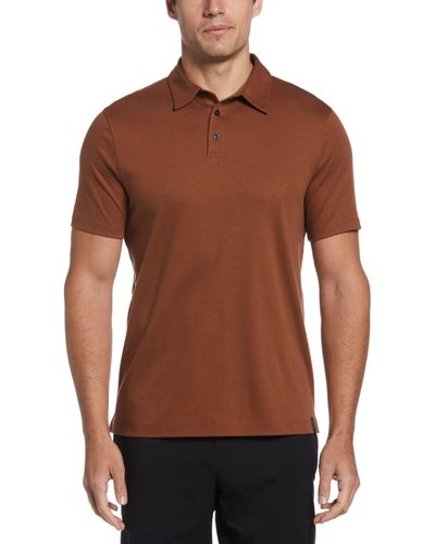 Perry Ellis Big And Tall Smart Interlock Solid Polo - Brown
