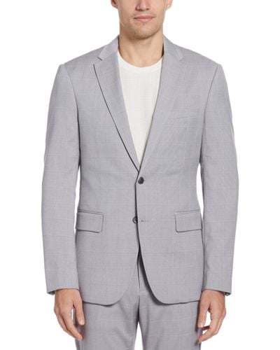 Perry Ellis Windowpane Plaid Suit Jacket - Gray