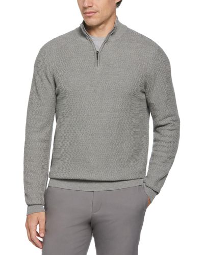 Perry Ellis Quarter Zip Sweater - Gray