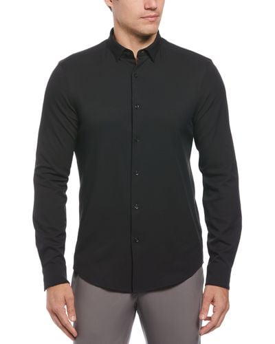 Perry Ellis Untucked Total Stretch Slim Fit Shirt - Black