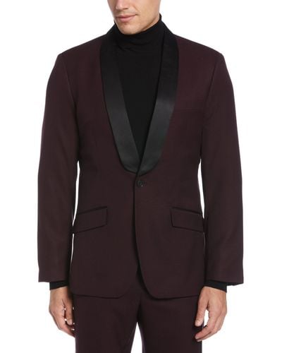 Perry Ellis Slim Fit Textured Tuxedo Jacket - Black