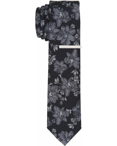 Perry Ellis Tarner Floral Slim Tie - Gray