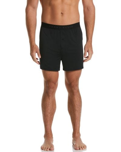 Perry Ellis 3 Pack Solid Luxe Boxer Short, Size Large, Polyester/Spandex, Regular - Black
