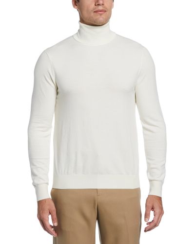 Perry Ellis Solid Tech Knit Turtleneck Sweater - White