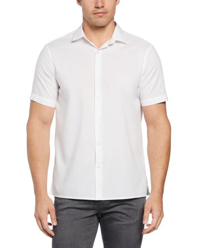 Perry Ellis Short Sleeve Dobby Shirt - White