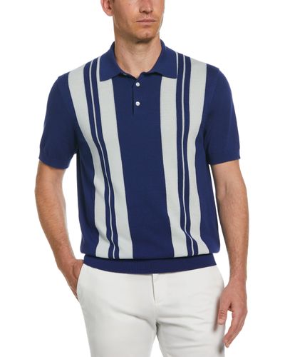 Perry Ellis Striped Polo Sweater - Blue