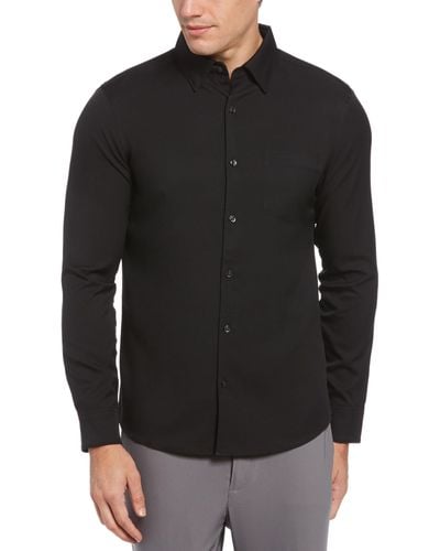 Perry Ellis Big And Tall Untucked Total Stretch Solid Shirt - Black