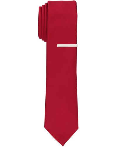 Perry Ellis Sateen Solid Slim Tie - Red