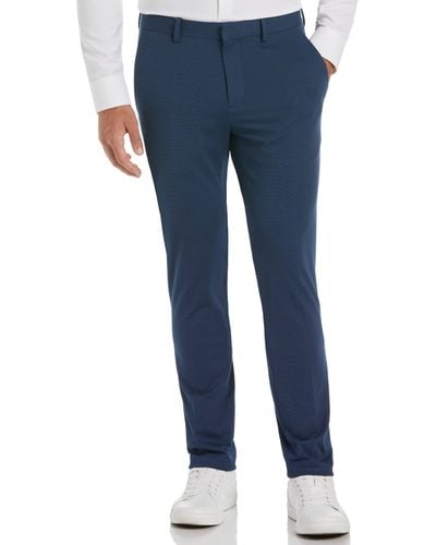Perry Ellis Very Slim Fit Flat Front Stretch Knit Suit Pant - Blue