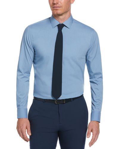 Perry Ellis Slim Fit Solid Dress Shirt - Blue