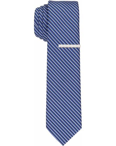 Perry Ellis Keen Stripe Slim Tie - Blue