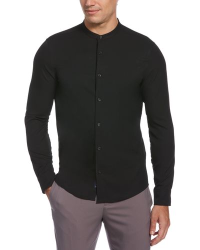 Perry Ellis Big & Tall Untucked Total Stretch Banded Collar Shirt - Black