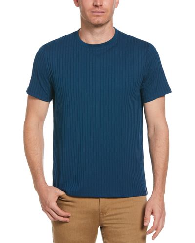 Perry Ellis 'Rib Knit Crew Neck T-Shirt - Blue