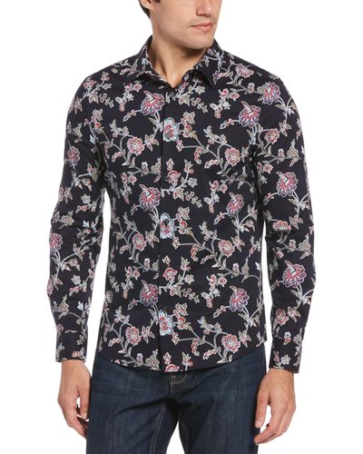Perry Ellis Floral Paisley Print Untucked Stretch Shirt - Multicolor