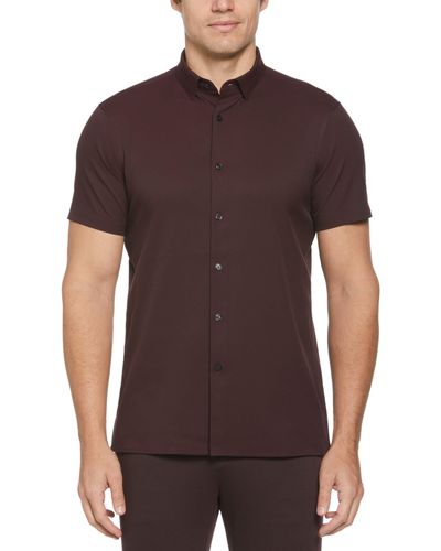 Perry Ellis Slim Fit Total Stretch Solid Shirt - Brown