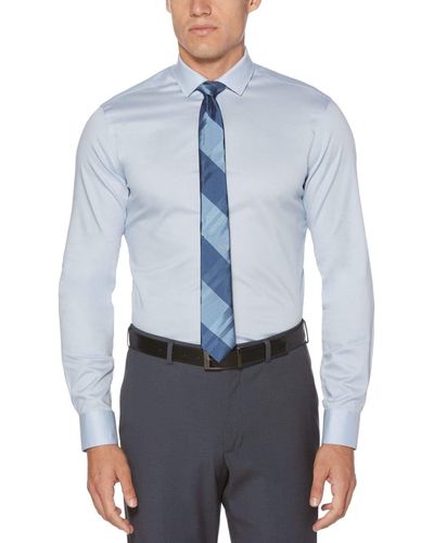 Perry Ellis Very Slim Fit Solid Dress Shirt - Blue