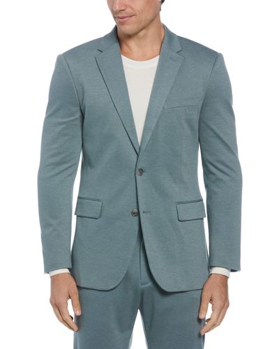Perry Ellis Slim Fit Two Tone Smart Knit Suit Jacket - Blue