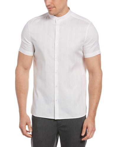 Perry Ellis Slim Fit Sateen Stripe Shirt - White