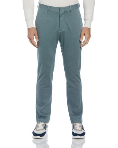 Perry Ellis Slim Fit Two Tone Smart Knit Suit Pant - Blue