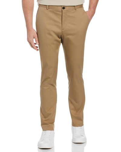 Perry Ellis Resist Spill Slim Fit Solid Stretch Chino Pant - Natural