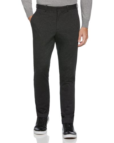 Perry Ellis Slim Fit Two Tone Smart Knit Suit Pant - Black