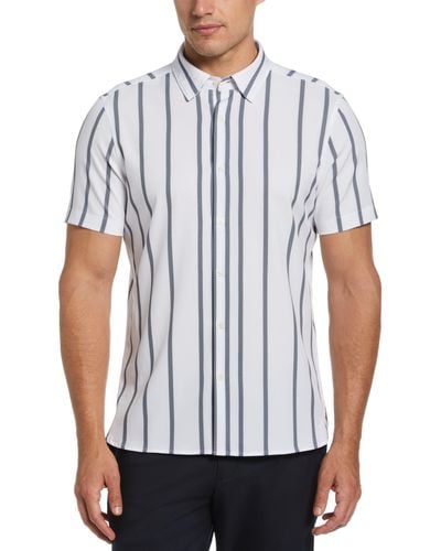 Perry Ellis Total Stretch Slim Fit Vertical Stripe Shirt - White