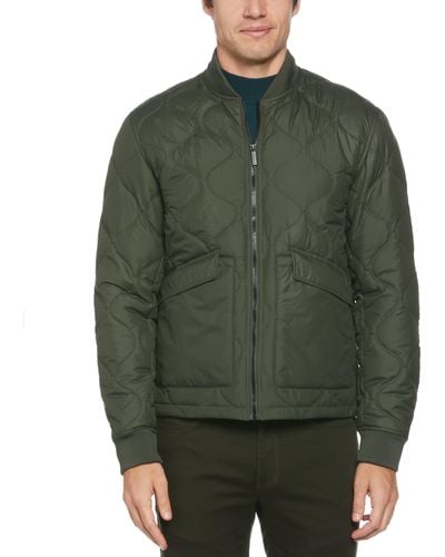 Perry Ellis Quilted Bomber Jacket - Green