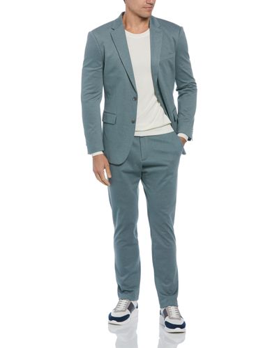Perry Ellis Slim Fit Two Tone Smart Goblin Blue Knit Suit