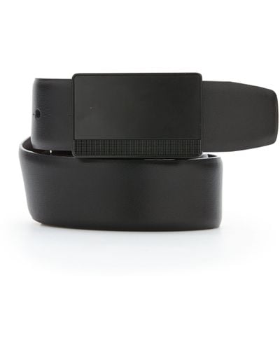 Perry Ellis Reversible Leather Belt With Black Pattern Plaque