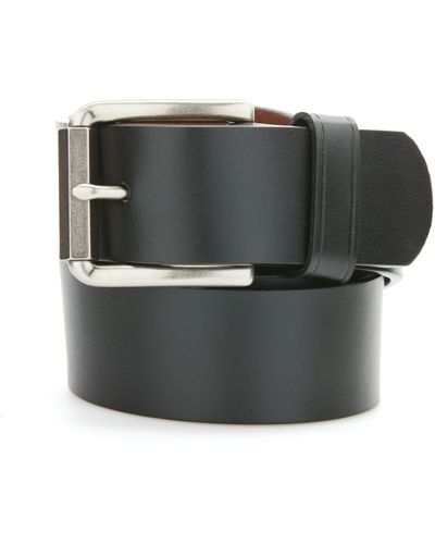 Perry Ellis Hex Roller Buckle Leather Belt - Black
