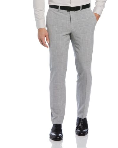 Perry Ellis Slim Fit Windowpane Suit Pant - Gray