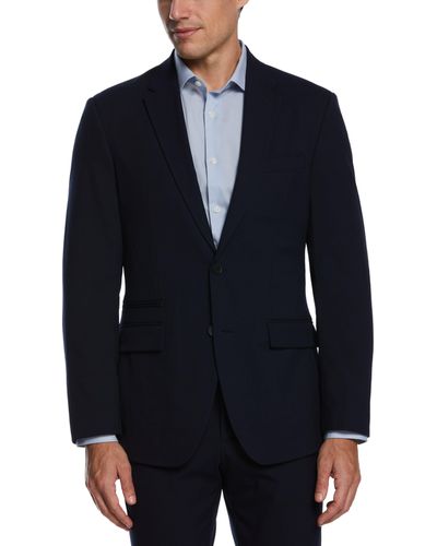 Perry Ellis Slim Fit Stretch Textured Tech Suit Jacket - Blue