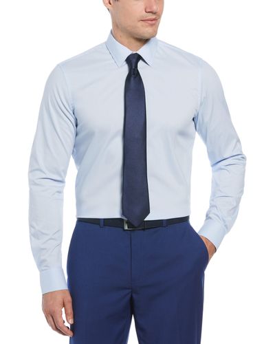 Perry Ellis Tech + Stretch Cotton Blend Dress Shirt - Blue