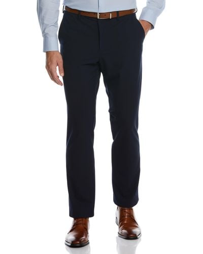 Perry Ellis Slim Fit Stretch Textured Tech Suit Pant - Blue