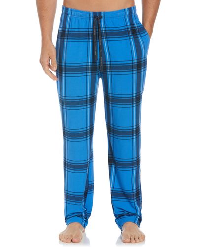 Perry Ellis Windowpane Plaid Sleep Pants - Blue
