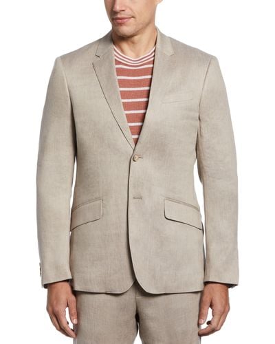 Perry Ellis Slim Fit Linen Blend Summer Suit Jacket - Gray