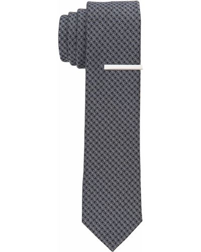 Perry Ellis Evin Mini Print Tie - Gray