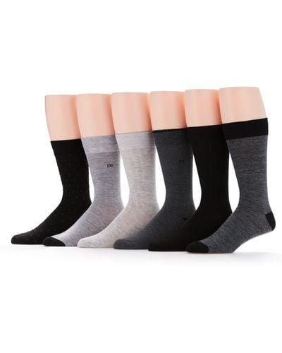 Perry Ellis 6 Pack Pindot Casual Dress Socks - Black