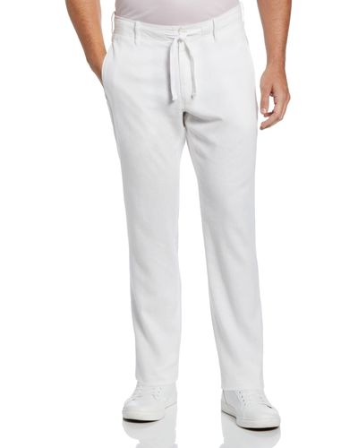 Perry Ellis Slim Fit Linen Blend Stretch Pants - White