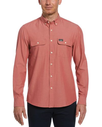 Perry Ellis Cotton Washed Oxford Shirt - Red