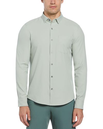 Perry Ellis Untucked Total Stretch Slim Fit Solid Shirt - Green