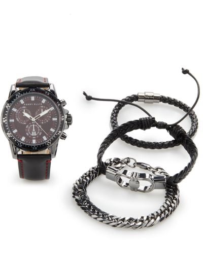 Perry Ellis Watch & Bracelet Gift Set - Black