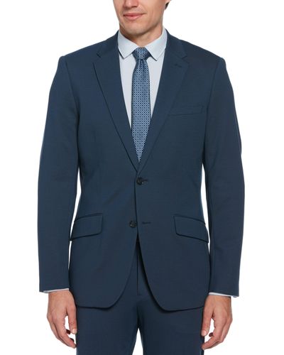 Perry Ellis Slim Fit Pindot Stretch Knit Suit Jacket - Blue