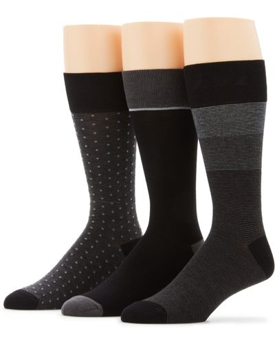 Perry Ellis Superior Soft Luxury Stripe Color Block Socks - Black