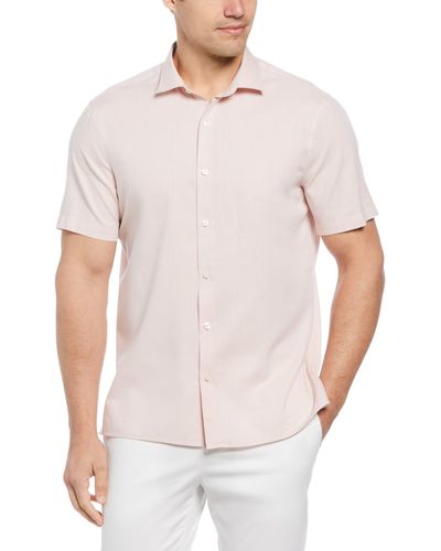Perry Ellis Short Sleeve Dobby Visco Shirt - White
