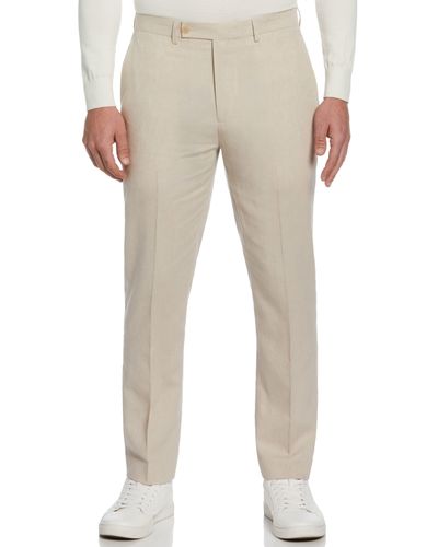 Perry Ellis Slim Fit Light Tan Linen Suit Pant - Natural