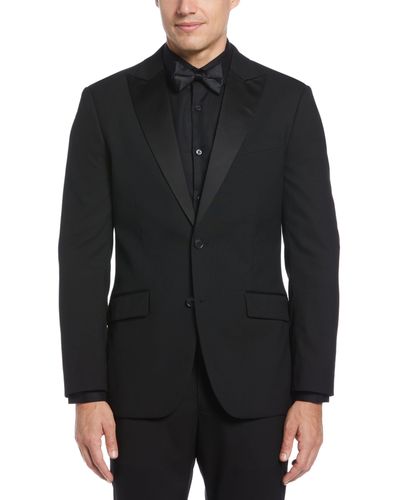 Perry Ellis Slim Fit Contrast Tuxedo Jacket - Black