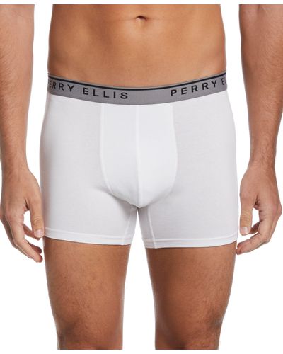 Perry Ellis 4 Pack Cotton Stretch Boxer Brief - White